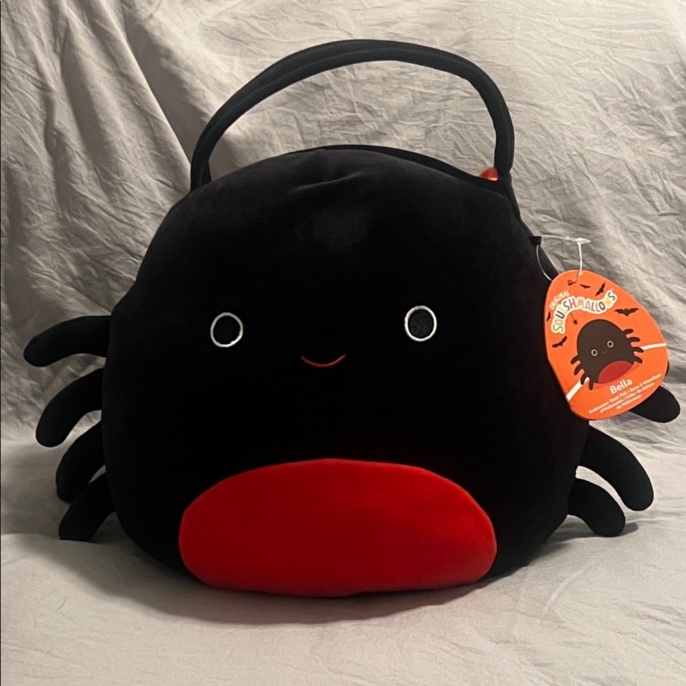 Squishmallow Black and Red Spider Plush Bella Halloween basket